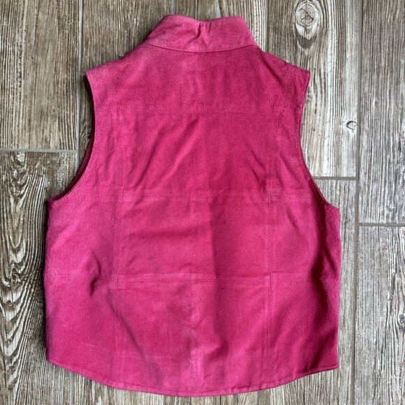 2/$18‎ SALE! Vtg Suede Vest Womens M Hot Pink Full Zip Leather Cowboy Biker - Picture 9 of 10